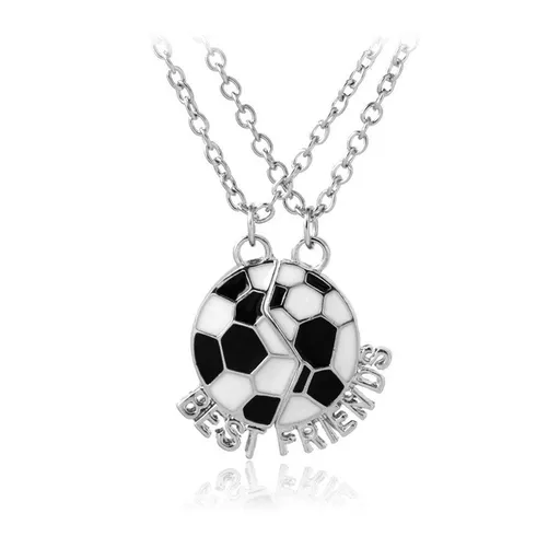 2Pcs BFF Necklace for 2 Matching Soccer Ball Baseball Football Basketball Pendant Necklace for Women Men Sport Ball Jewelry Gift