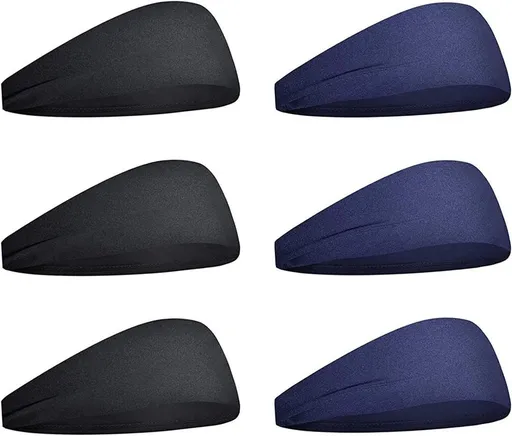 pieces - Headband - elastic sports headbands - sports headbands - for men and women - moisture-wicking hairband - for sports, fitness and running - 23*9 cm - black and blue