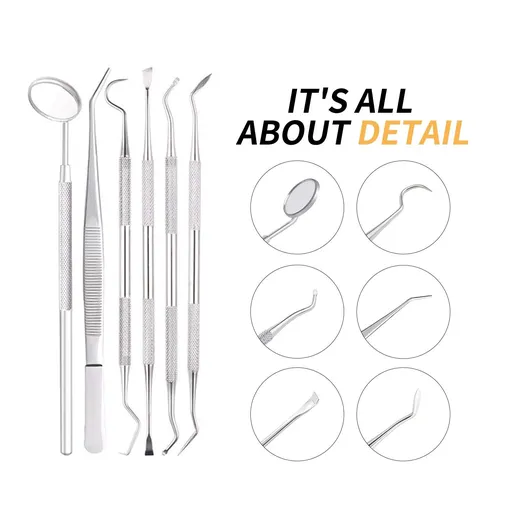 Dental Tools, Dental Hygiene Kit,Calculus Plaque Remover Set, Dentist Home Use Tools 6-pack dental tools set
