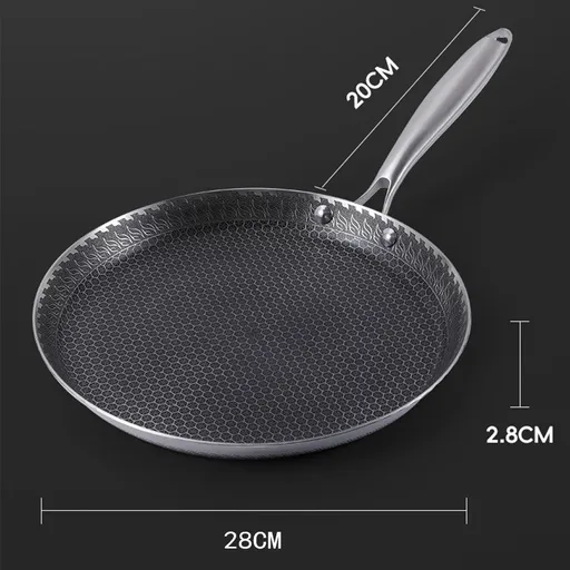 28cm Stainless Steel Crepe Pan Non-Stick Pan Honeycomb Coating Frying Pan Pizza6299