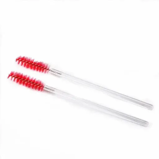 50X Disposable Mascara Wands Eyelash Brushes Applicator Lash Extension Brush - Red+Clear
