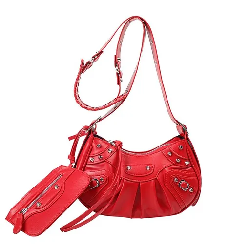 Shoulder Bags for Women, Crocodile Effect Retro Faux Leather Classic Clutch, PU Leather Bag Purse-2pcs