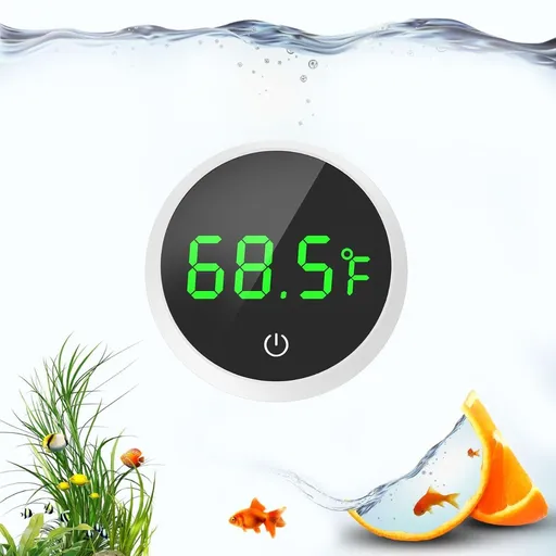 Fish Tank Thermometer Aquarium Thermometer Wireless Touch Stick Digital Aquarium Thermometer LED Display ±1°F for Monitoring The Fish Tank Aquarium Temperature Accessories - White - Size 1.77in