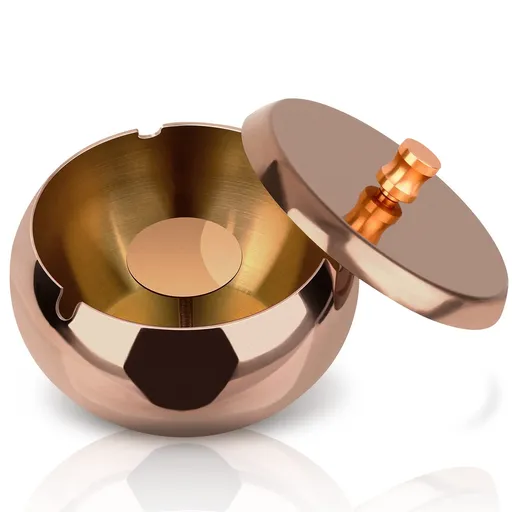 2pc Ashtray, Outdoor Ashtray with Lid, Stainless Steel Home Ash Tray Set for Cigarettes, Cool Ashtray for Outside and Indoor Use