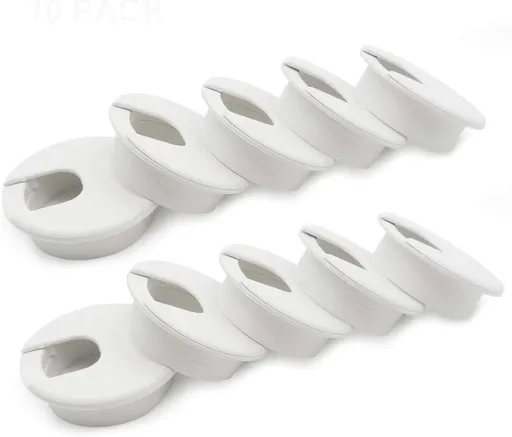 2" Desk Grommet(10 Pack), Wire Cable Hole Cover Plastic Wire Organizers for Office PC Computer Desk Cord Management (White)