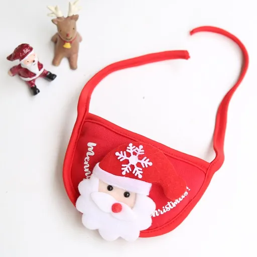 Pet Christmas Hat Bandana Wearable Accessories Red base pet bib (suitable for pets under 15 lbs)