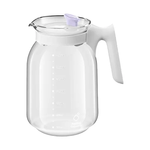 Glass Pitcher with Lid, Large Iced Tea Pitcher for Fridge, Wide Mouth Glass Jar Container for Homemade Juice & Iced Tea, Iced Coffee, and Drinks