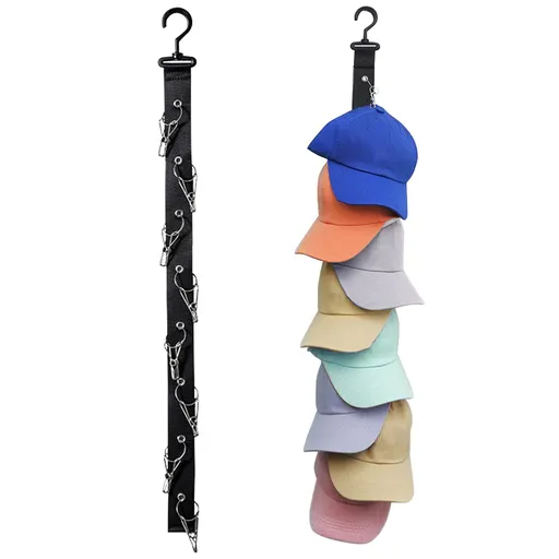 Hat Organizer Holder Closet Organizer Baseball Cap Holder 2 Pack Hat Rack for Baseball Caps Hanging Cap Organizer Over, Black