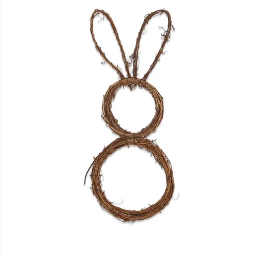 DIY Bunny Shaped Grapevine Wreath Easter Bunny Wreath Foldable Rabbit Rattan Garland for Courtyard and Lawn Decor