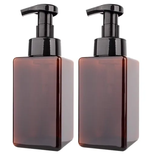 2 Pack Foaming Soap Dispenser 15Oz Refillable Foam Liquid Hand Soap Empty Pump Bottle Container - Brown 450Ml