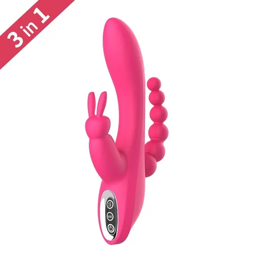 House Of Dasein Triple Penetration Rabbit Vibrator G Spot Anal Clitoral Stimulation Bdsm - Rose