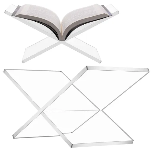 Acrylic Book Holder 2-Piece (Clear) Book Stand Display for Books, Magazines,Reading Great for Home Decor on Desk Bookholder