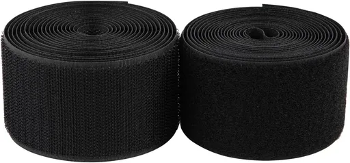 2 Inch Sew on Hook and Loop Strips | Easy to Sew | Excellent Grip | Non-Adhesive Back Nylon Fabric Fastener Strips for Clothing Sewing Crafts and DIY Projects, Black, 2in x 3yd