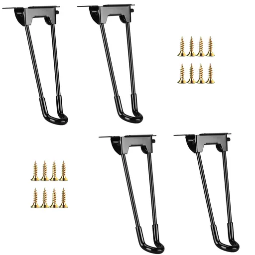 4Pcs Folding Hairpin Legs, Foldable Coffee Table Legs with Mounting Screws, Heavy Duty Easy Install Furniture Black Legs for Desk Bench Chair, Home DIY Projects, (Height 185 mm), Black