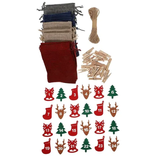 1 Set Holiday Burlap Treat Bags Advent Calendar Bags Imitation Linen Gift Holding Families Christmas Countdown