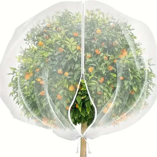 10x10ft Large Fruit Tree Netting Cover for Squirrels and Birds with Zipper, Fruit Tree Covers to Protect Fruit from for Fruit Trees (White)