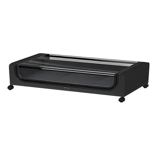 Under Bed Storage Rack Square Design with Wheels Rolling Trolley Box for Home - Black