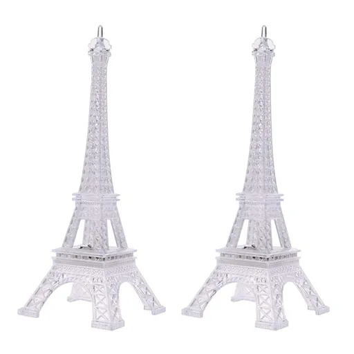 Eiffel Tower Night Lights LED Table Lamps Color Changing 3.9 x 9.8 Inch Clear Acrylic 2 Piece