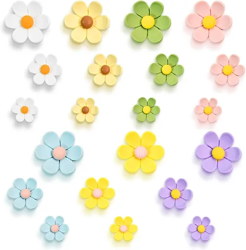 21pcs Cute Fridge Magnets - Colorful Heart Magnets for Refrigerator, Whiteboard, Cabinet & Locker - Decorative Magnets for Classroom, Kitchen & Office and Home Adults (Colorful Flowers)