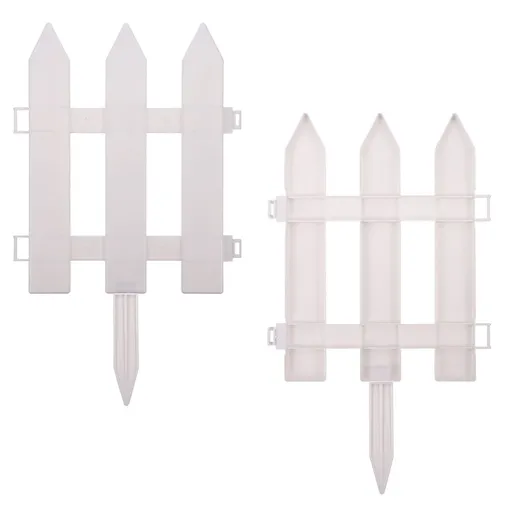 Garden Picket Fence White Plastic Decorative Sturdy Easy Install 2Sets