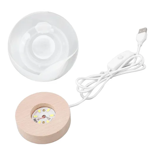 3D Illusion LED Lamp Saturn Night Light Energy Saving USB Crystal Ball 8cm Wooden Base Tabletop Decoration