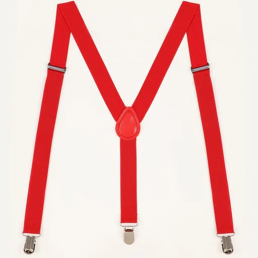 2 pack Women's Suspenders Clips Adjustable Elastic Band Y Shaped Suspender, Suspender with 3 Strong Clips Adjustable Braces (red)