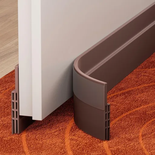 2Pack Door Draft Stopper, Door Sweep, Weather Stripping Seal Self-adhesive silicone under door draft stopper for windows and garages, blocks drafts, noise, light, dust and bugs - Brown - Size 2 Pack