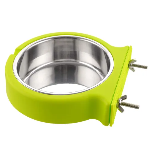 Crate Dog Bowl Removable Stainless Steel Water Food Feeder Bowls Cage Coop Cup for Cat Puppy Bird Pets (Small,2pcs)