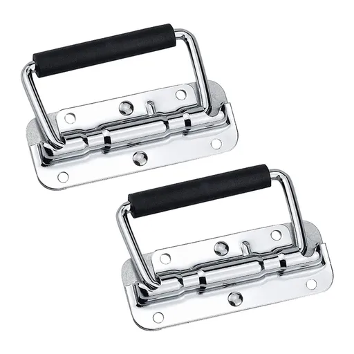 2 pcs Spring Loaded Surface Mount Handle with Rubber Grip, Stainless Steel Spring Handle Prop Box Tool Aluminum Box