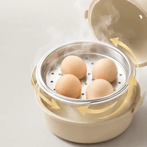 Microwave Egg Steamer, Food-Grade PP Aluminium, Anti-Explosion Steam Circulation, 4-Egg Capacity Soft/Hard Boiled, Dual Heat-Resistant Handles, Easy Clean