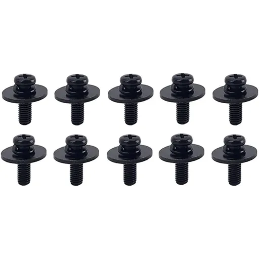 10pcs Black Drum Lug Mounting Screws with Washers - Metal Hardware for Percussion Drum Set Replacement