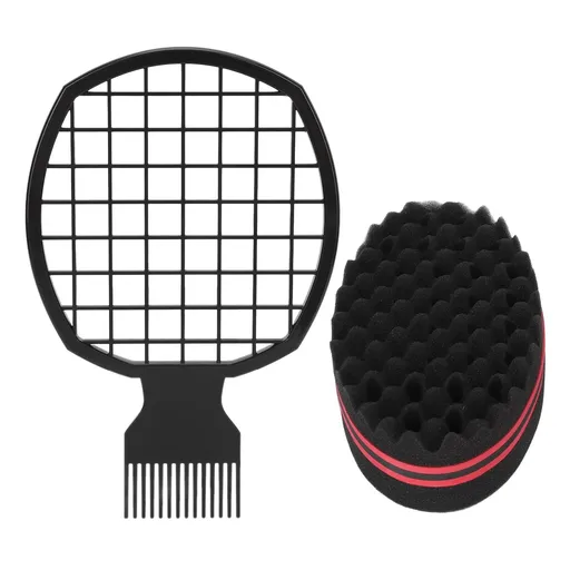 2 pcs Comb, Hair Comb Sponge Set Home Salon Professional Portable Afro Hair Sponge Comb Styling Tool Brush Comb Hair Coils Comb
