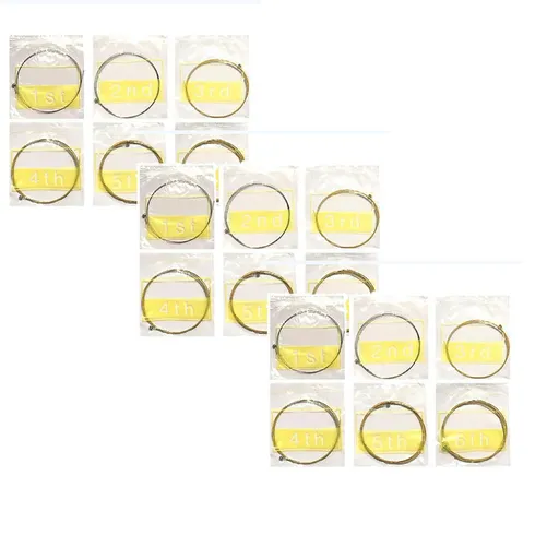 6 Set Acoustic Guitar Strings, 18 piece balanced tone light tension steel strings with corrosion resistant finish for beginners and performers, Gold
