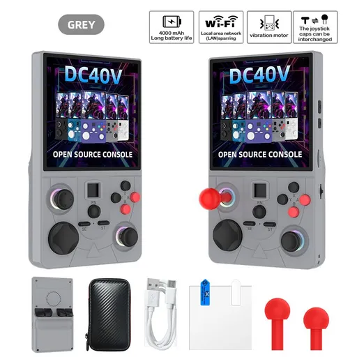 DC40V Retro Handheld Game Console, 4 Inch IPS Display, 64GB 20000+ Preloaded Retro Games，gray