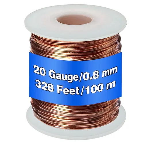 99.9% Dead Soft Copper Wire, 20 Gauge 0.8\u202fmm Diameter, 328 Feet / 100\u202fM, 1 Pound Spool Bare Pure Copper Craft Wire