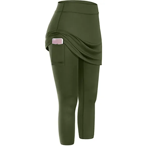 Women's High Stretch Yoga Pants Side Pocket Sports Running Fitness Casual Workout Pants - Green S