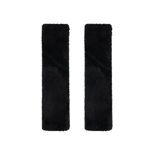 Winter Plush Shoulder Strap Cover Neck Cushion Pad for Comfortable Car Travel 2PCS - Black