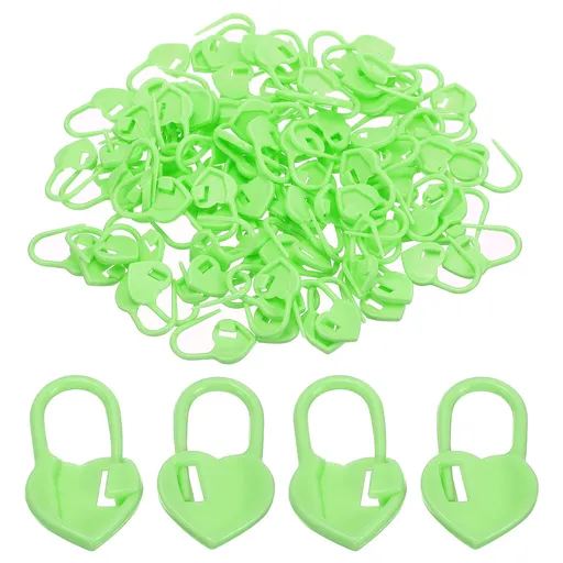 Crochet Stitch Markers, 100 Pack Plastic Knitting Markers Needle Pin Heart Locking Stitch Marker for Sewing Crocheting Green