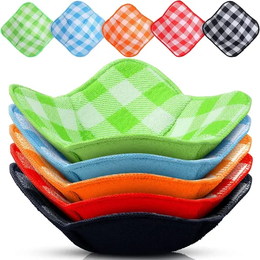 5 Piece Microwave Safe Bowl Holder Heat Proof Cozies Red Blue Green Yellow Black
