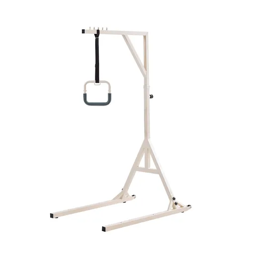 Trapeze Bar for Bed Mobility, Height-Adjustable Bed Trapeze with 2 Casters, 350LBS Weight Capacity Heavy Duty Pull Up Assist Bar with Floor Stand for Elderly, Disabled, Bedridden Patients