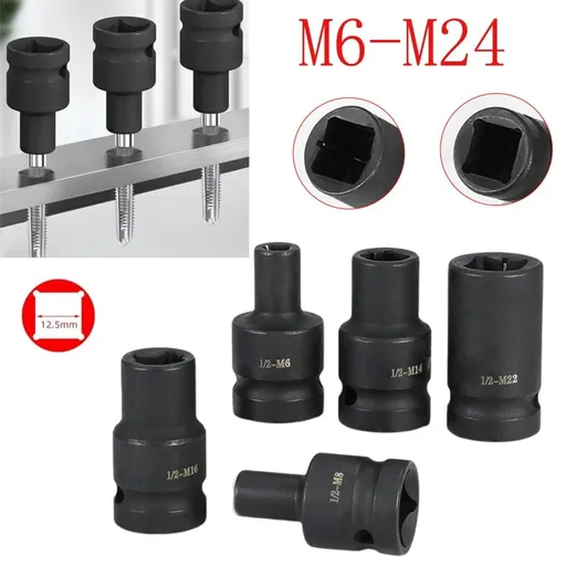 Tap Socket Double Square Head 1/2Inch Driver For Pneumatic Wrench Tool Accessories And Parts Replacement M6-M24 M24 Smile Home M18
