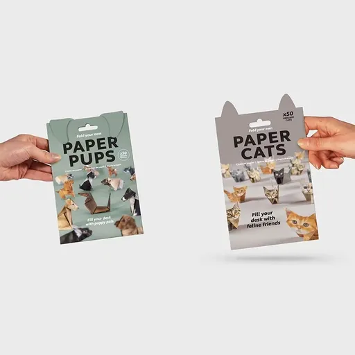 2 Pack Cat and Dog pattern DIY 3D Paper animal Origami Kit - Sheets Foldable animal Craft Set - Creative Desktop Decoration, Art Activity and Stress Relief Toy - Unique Pet Lover Gift