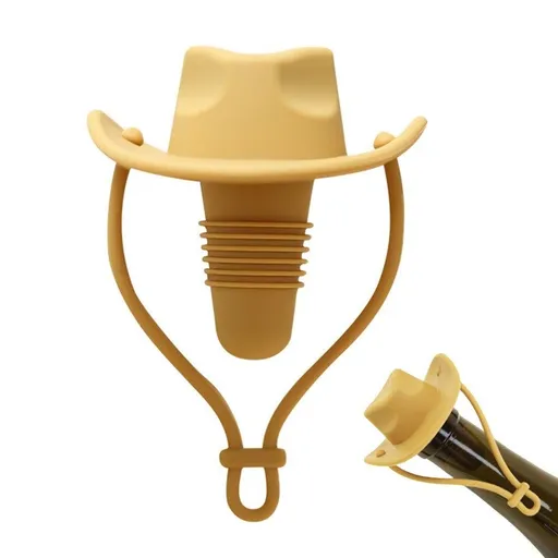 Western Cowboy Hat Silicone Wine Bottle Stopper Champagne Sealer Yellow