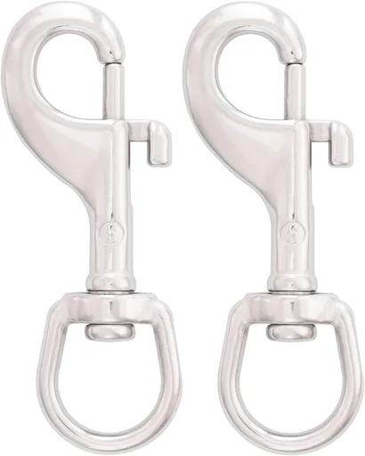 SHONAN 3.5 Inch Swivel Eye Snap Hook, 2 Pack Marine Grade Scuba Bolt Snap, Single Ended Stainless Steel Flag Clips Swivel Snaps for Scuba Diving, Flag Pole Rope, Dog Leash, Camera Strap