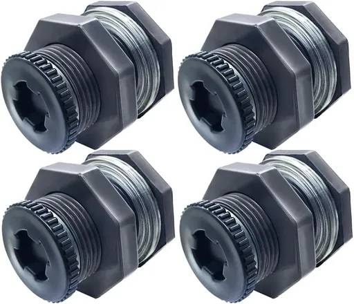 NPT 1/2” Female PVC Heavy-Duty Bulkhead Fitting with Plug, Silicon Seal Gasket Water Tank Connector for 1.5 Inch Hole Saw Rain Barrels, Aquariums 4Pcs (Thickened Version)