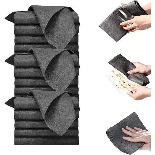 15 Pack Magic Cleaning Cloth, Reusable Cleaning Cloths for Windows, Kitchen, Glass and Cars, Black, 7.9 x 11.8 Inch