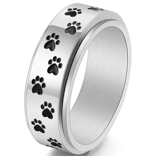 Pet Paw Print Anxiety Relieve Spinner Rings for Men Women Dog Cat Claw Ring Pet Loving Friend Families Gifts