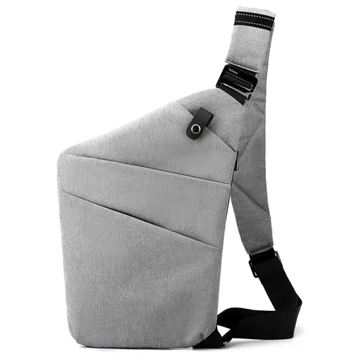 Grey Anti-theft Crossbody Sling Bag for Men & Women - Slim, Lightweight Chest Shoulder Pack for Travel & Daily Commute