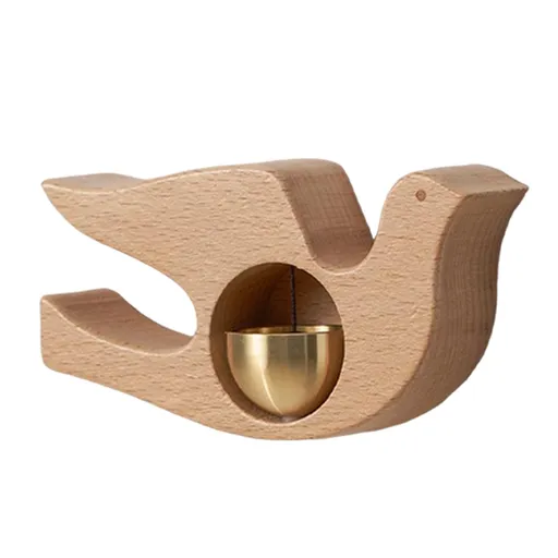 1 Piece Vintage Wooden Door Bell with Copper Chime and Magnetic Mount for Entryways and Bedrooms, Beech Whale Design