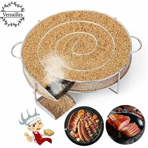 Stainless Steel Cold Smoke Generator Maze with Cleaning Brush for Meat, Fish, Cheese and BBQ Smokers, Silver, 20 x 18 x 5 cm